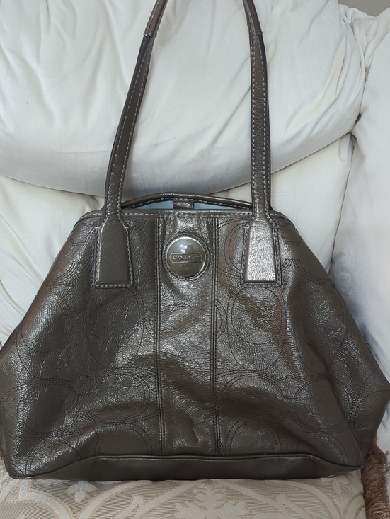 Coach Handbags - Coach Metallic Silver Leather Tote Bag